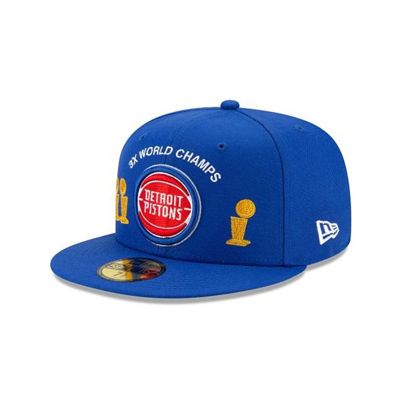 NBA Detroit Pistons Championship Trophy 59Fifty Fitted (NBM5348) - Blue New Era Caps